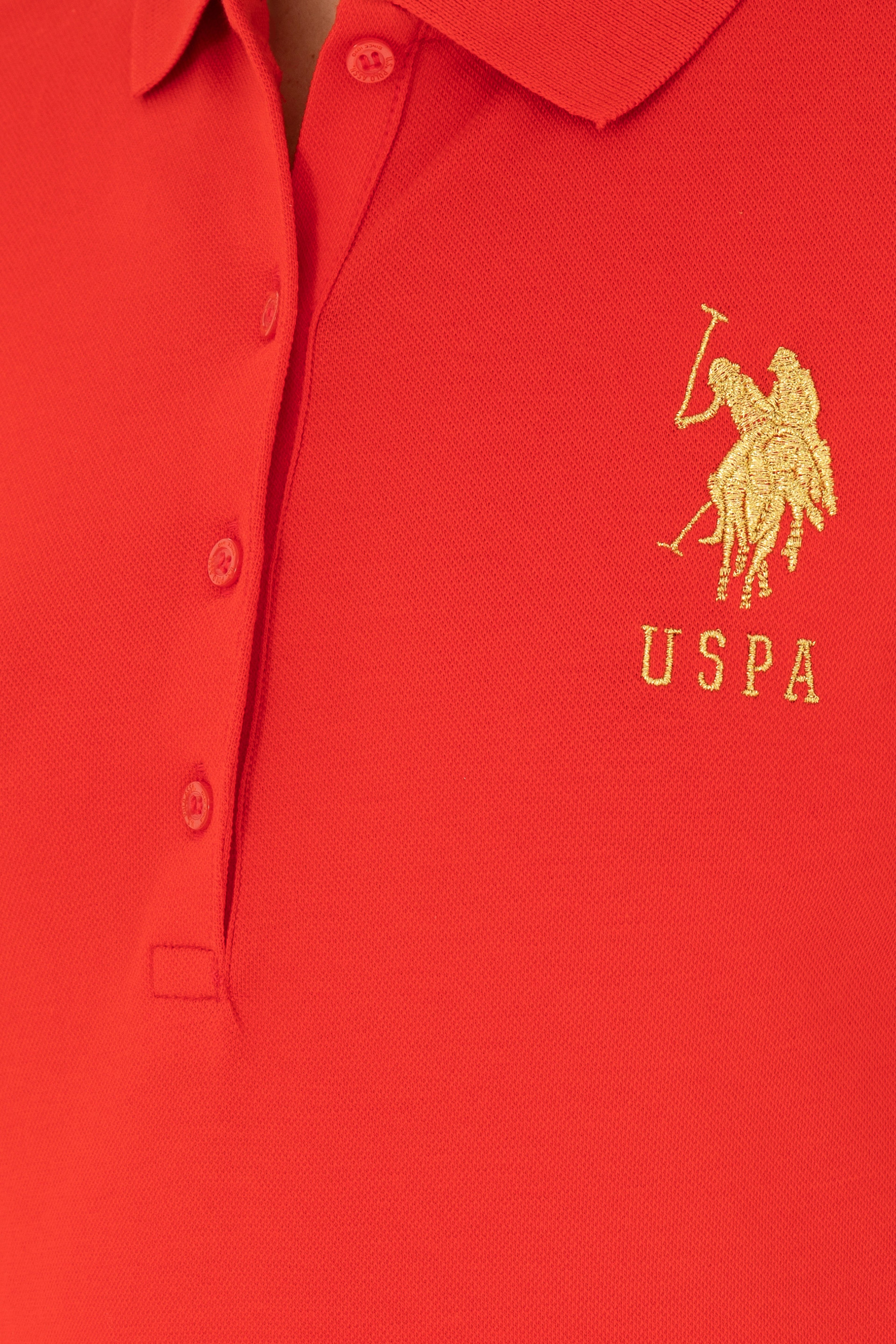 Kadın Kırmızı Basic Polo Yaka Tişört - Image 7