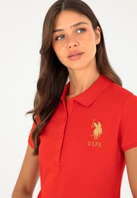 Kadın Kırmızı Basic Polo Yaka Tişört - 50280071064