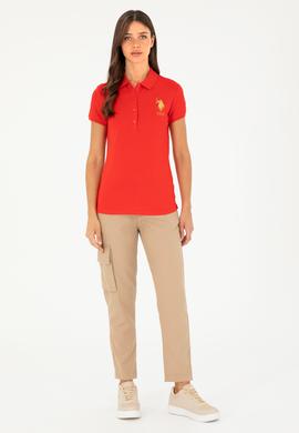 Kadın Kırmızı Basic Polo Yaka Tişört - 50280071064