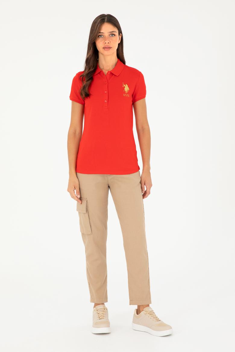 Kadın Kırmızı Basic Polo Yaka Tişört - 50280071064