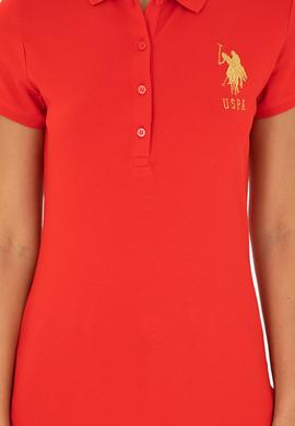 Kadın Kırmızı Basic Polo Yaka Tişört - 50280071064