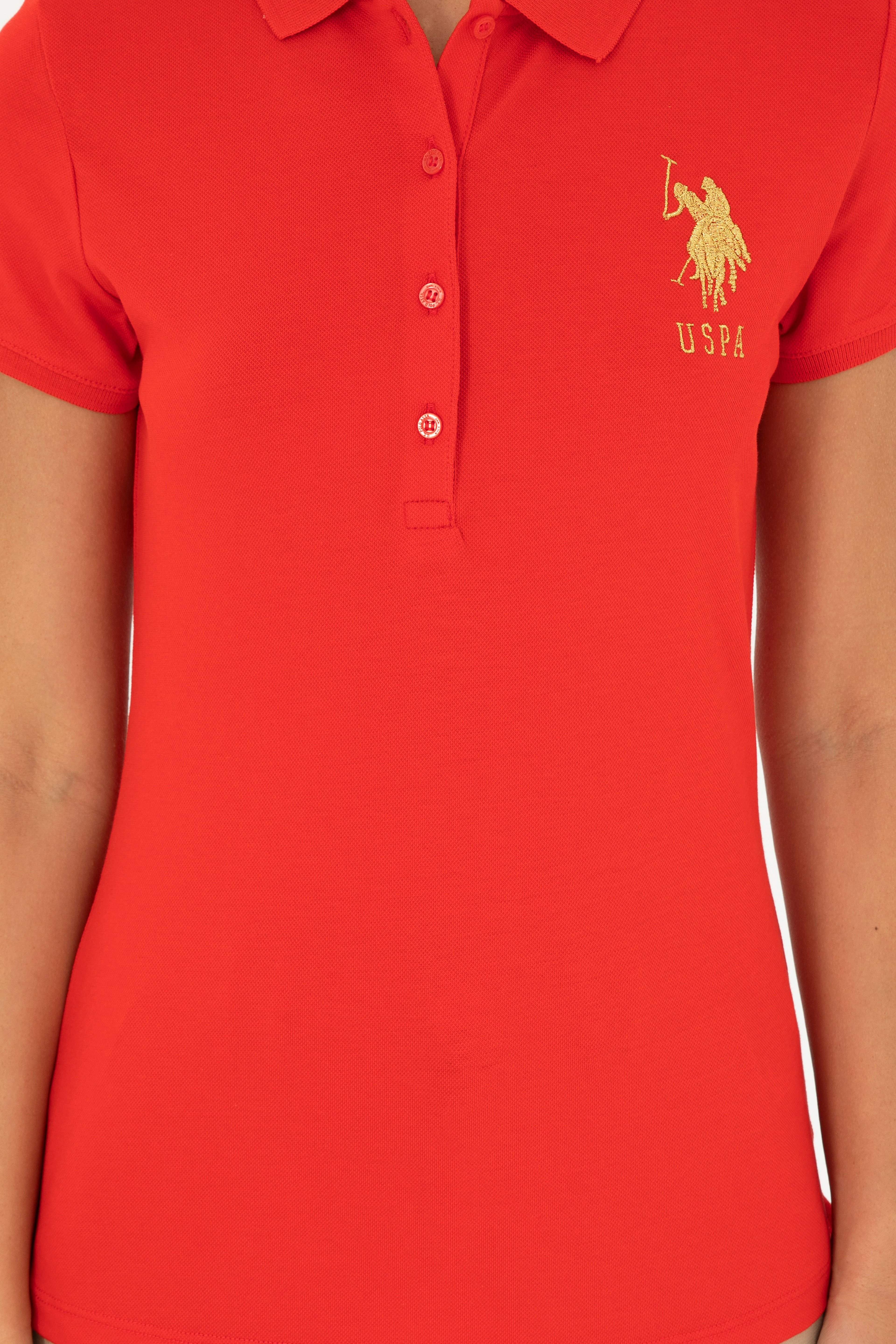 Kadın Kırmızı Basic Polo Yaka Tişört