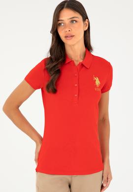 Kadın Kırmızı Basic Polo Yaka Tişört - 50280071064