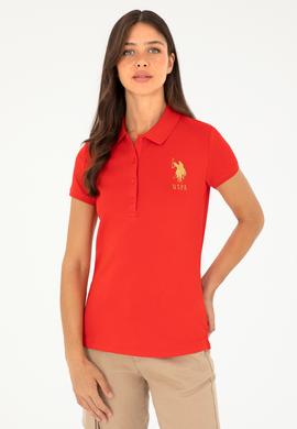 Kadın Kırmızı Basic Polo Yaka Tişört - 50280071064