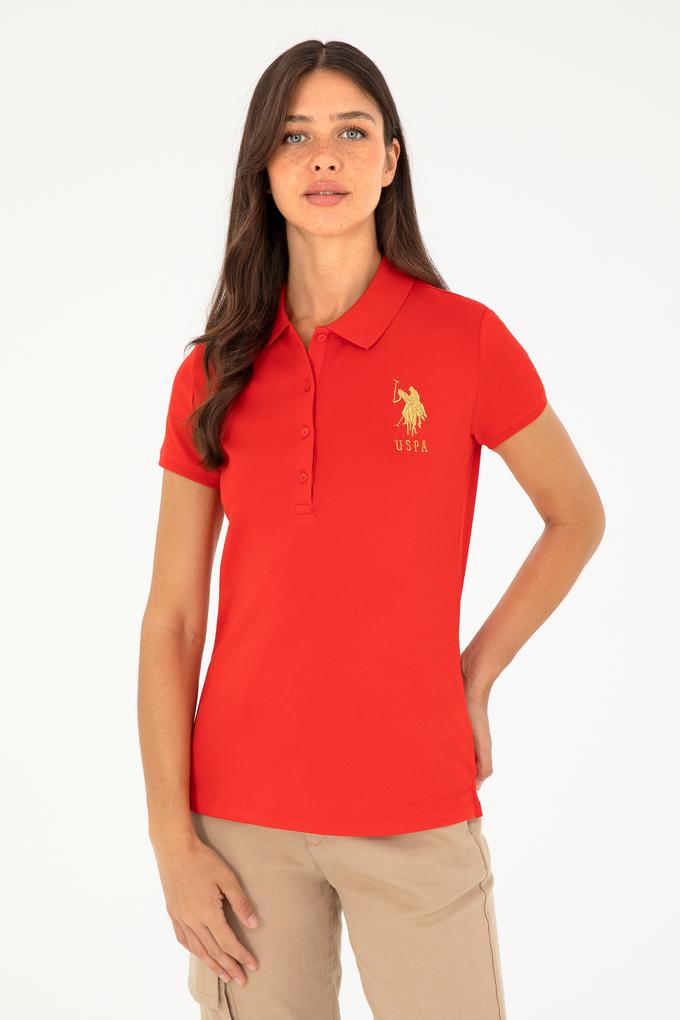 Kadın Kırmızı Basic Polo Yaka Tişört