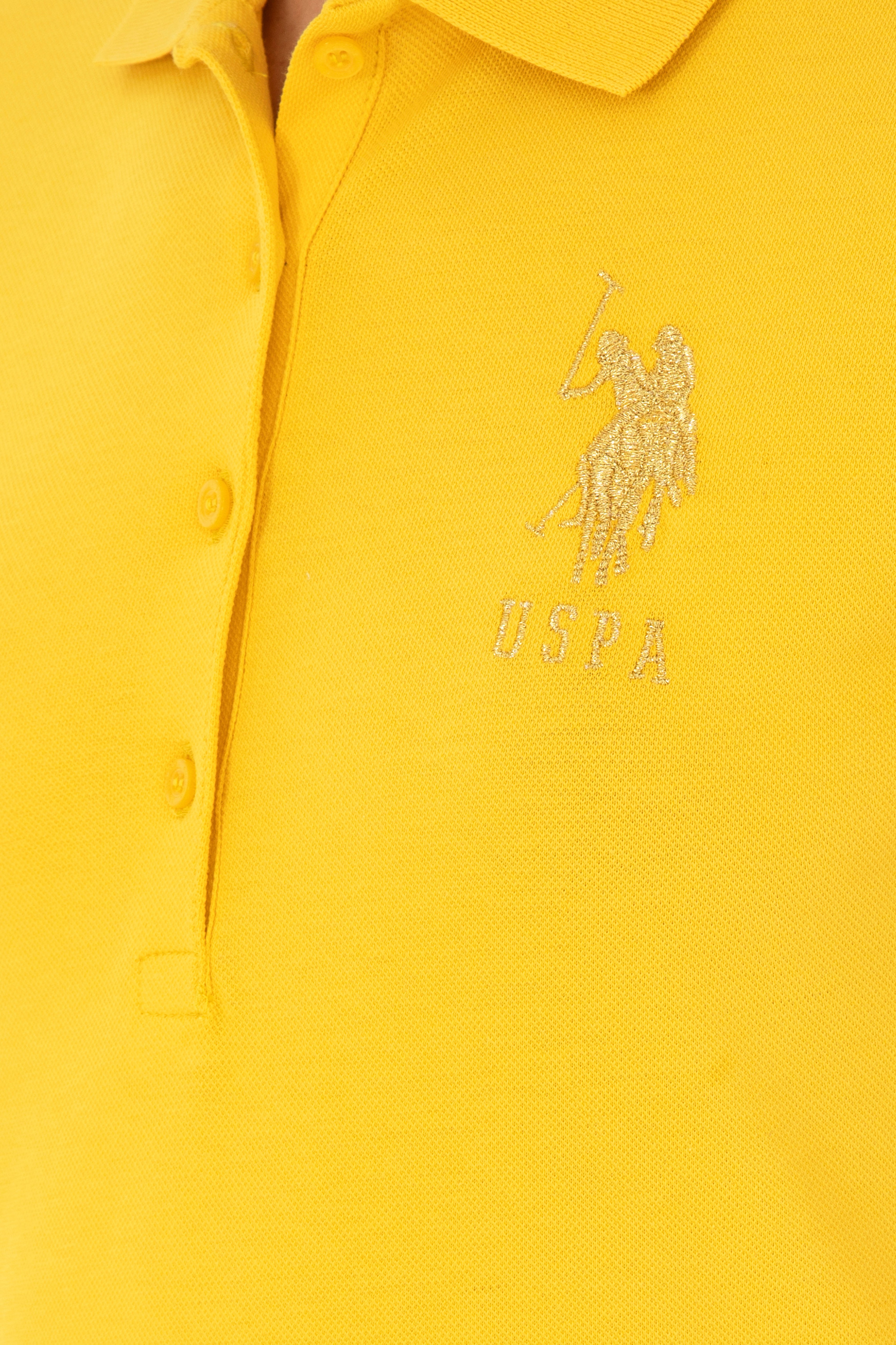Kadın Sarı Basic Polo Yaka Tişört - Image 7