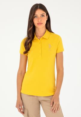 Kadın Sarı Basic Polo Yaka Tişört - 50280071085