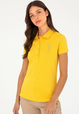 Kadın Sarı Basic Polo Yaka Tişört - 50280071085