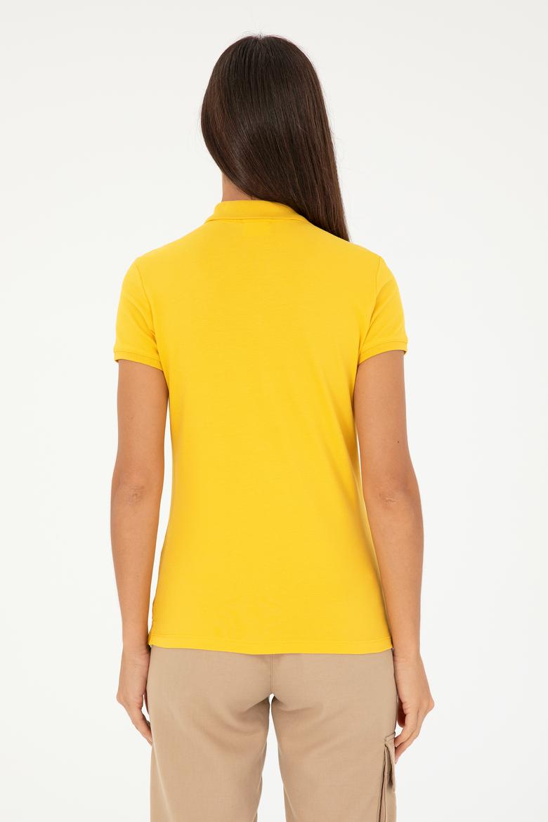Kadın Sarı Basic Polo Yaka Tişört - 50280071085
