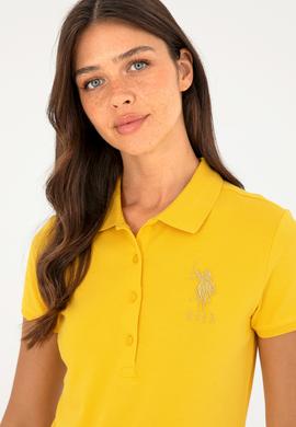 Kadın Sarı Basic Polo Yaka Tişört - 50280071085