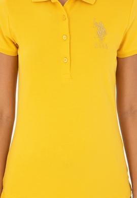 Kadın Sarı Basic Polo Yaka Tişört - 50280071085