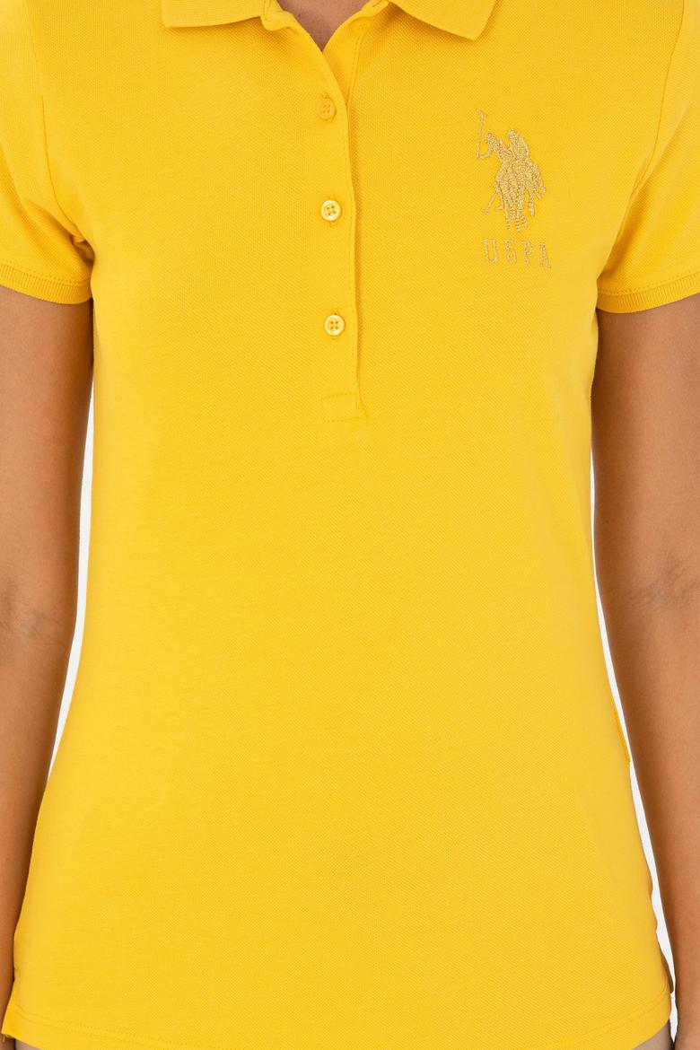 Kadın Sarı Basic Polo Yaka Tişört - 50280071085