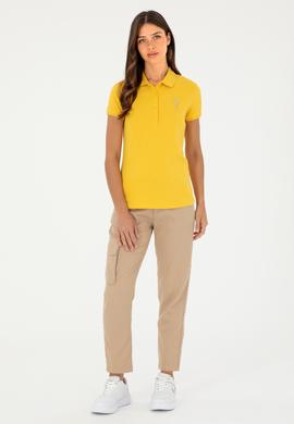 Kadın Sarı Basic Polo Yaka Tişört - 50280071085
