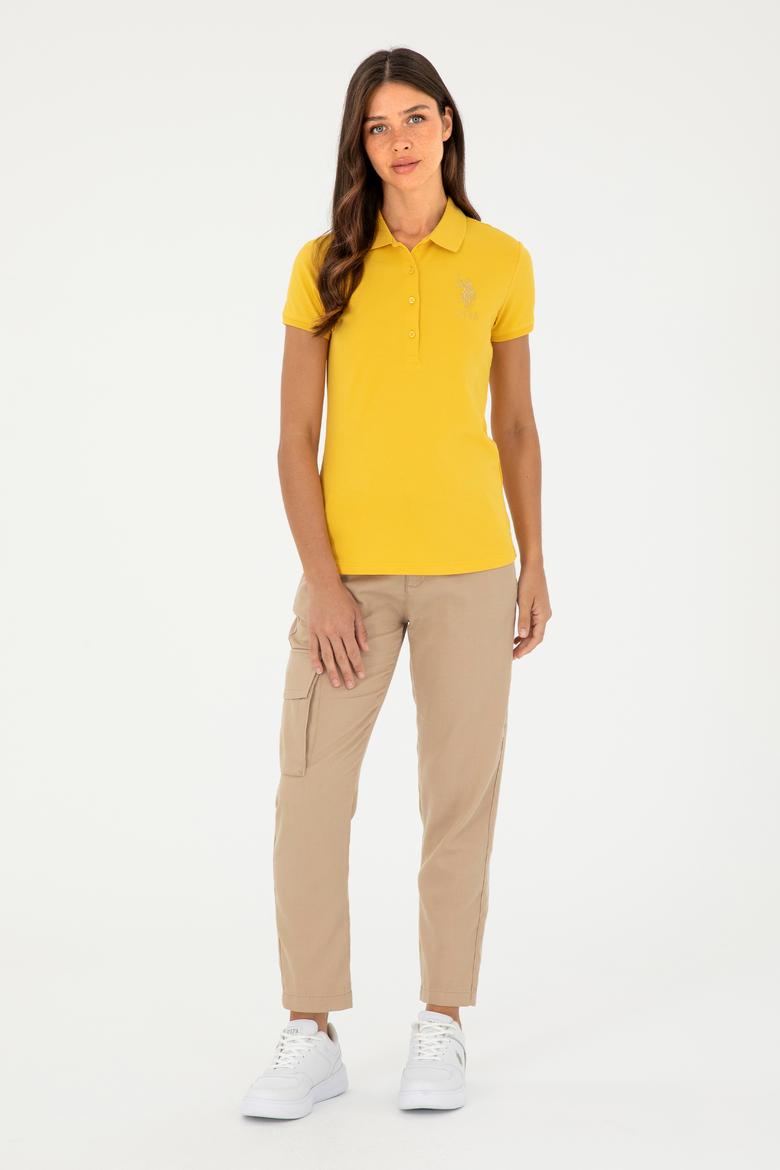 Kadın Sarı Basic Polo Yaka Tişört - 50280071085