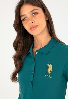 Kadın Koyu Yeşil Basic Polo Yaka Tişört - 50280071101