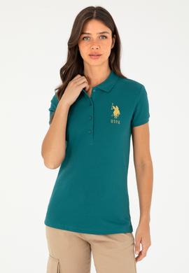 Kadın Koyu Yeşil Basic Polo Yaka Tişört - 50280071101