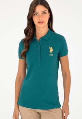 Kadın Koyu Yeşil Basic Polo Yaka Tişört - 50280071101