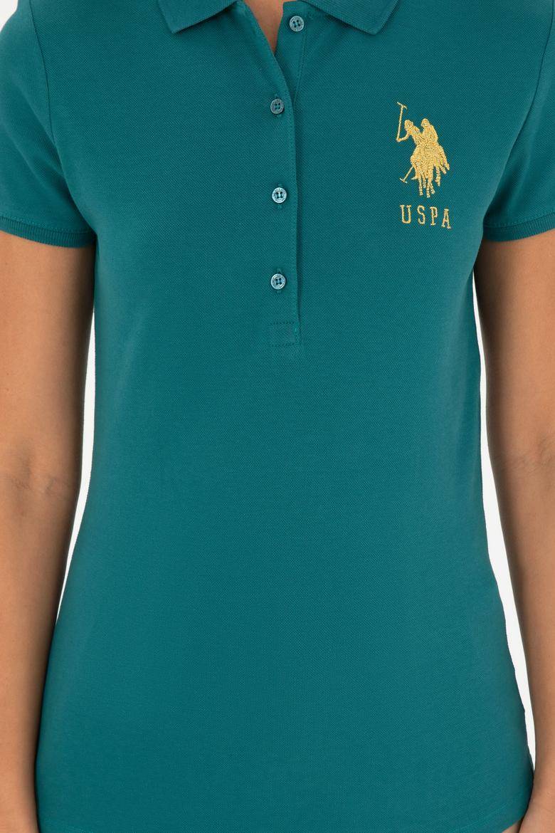 Kadın Koyu Yeşil Basic Polo Yaka Tişört - 50280071101