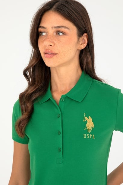 Kadın Yeşil Basic Polo Yaka Tişört