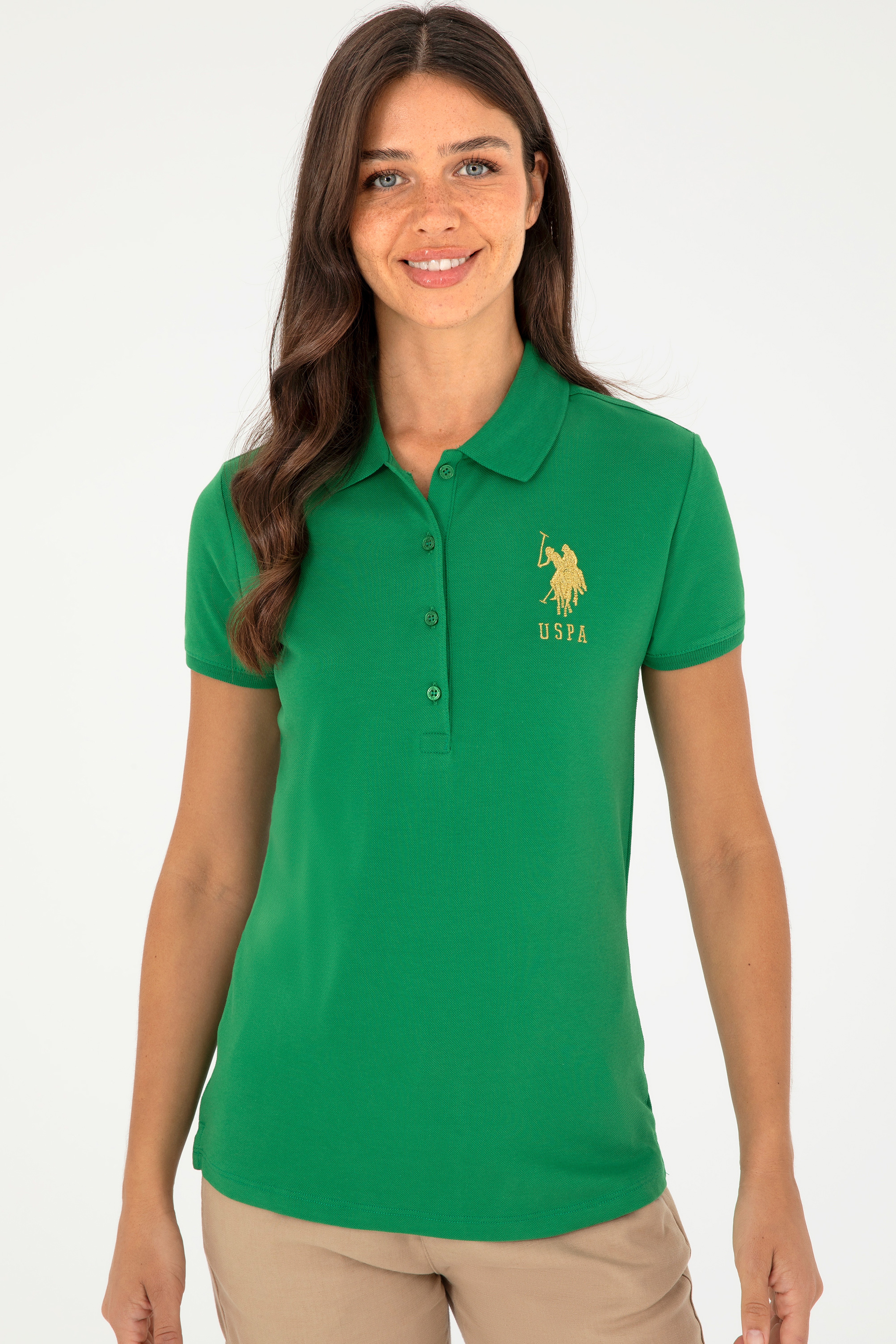 Kadın Yeşil Basic Polo Yaka Tişört