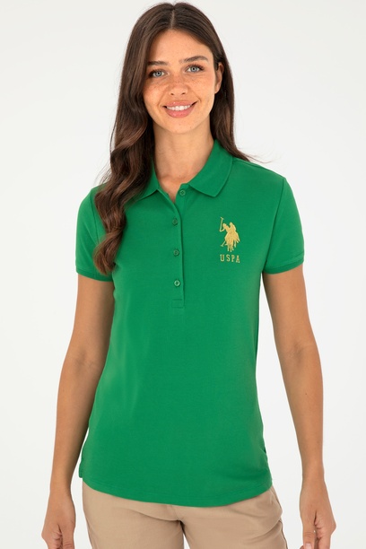 Kadın Yeşil Basic Polo Yaka Tişört