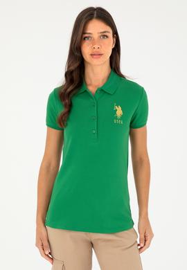 Kadın Yeşil Basic Polo Yaka Tişört - 50280071047