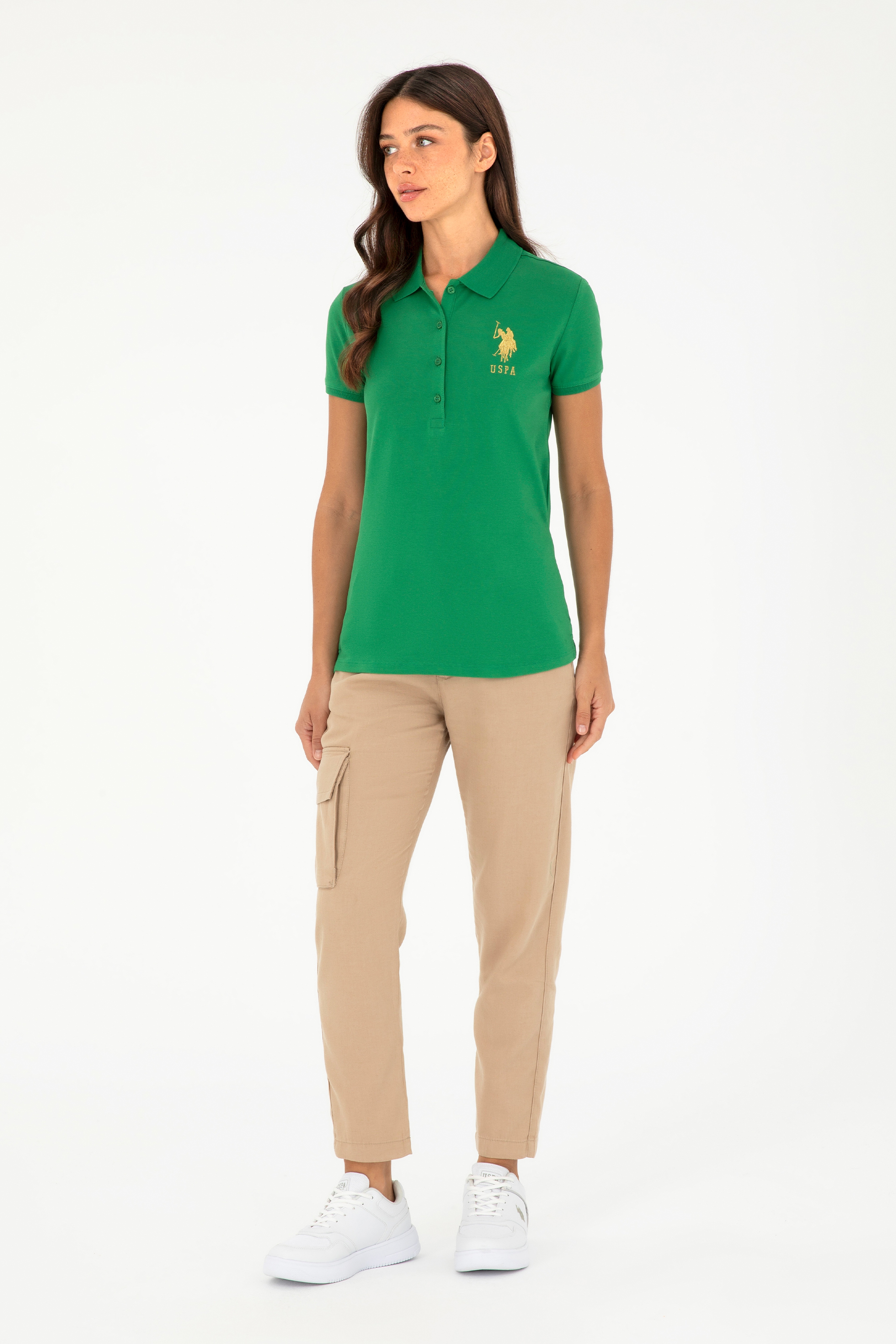 Kadın Yeşil Basic Polo Yaka Tişört