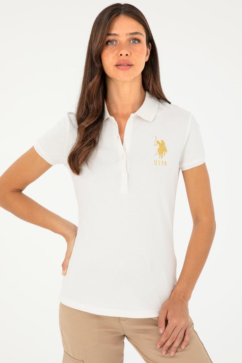 Kadın Ekru Basic Polo Yaka Tişört - 50280071143