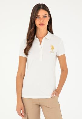 Kadın Ekru Basic Polo Yaka Tişört - 50280071143