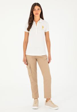 Kadın Ekru Basic Polo Yaka Tişört - 50280071143