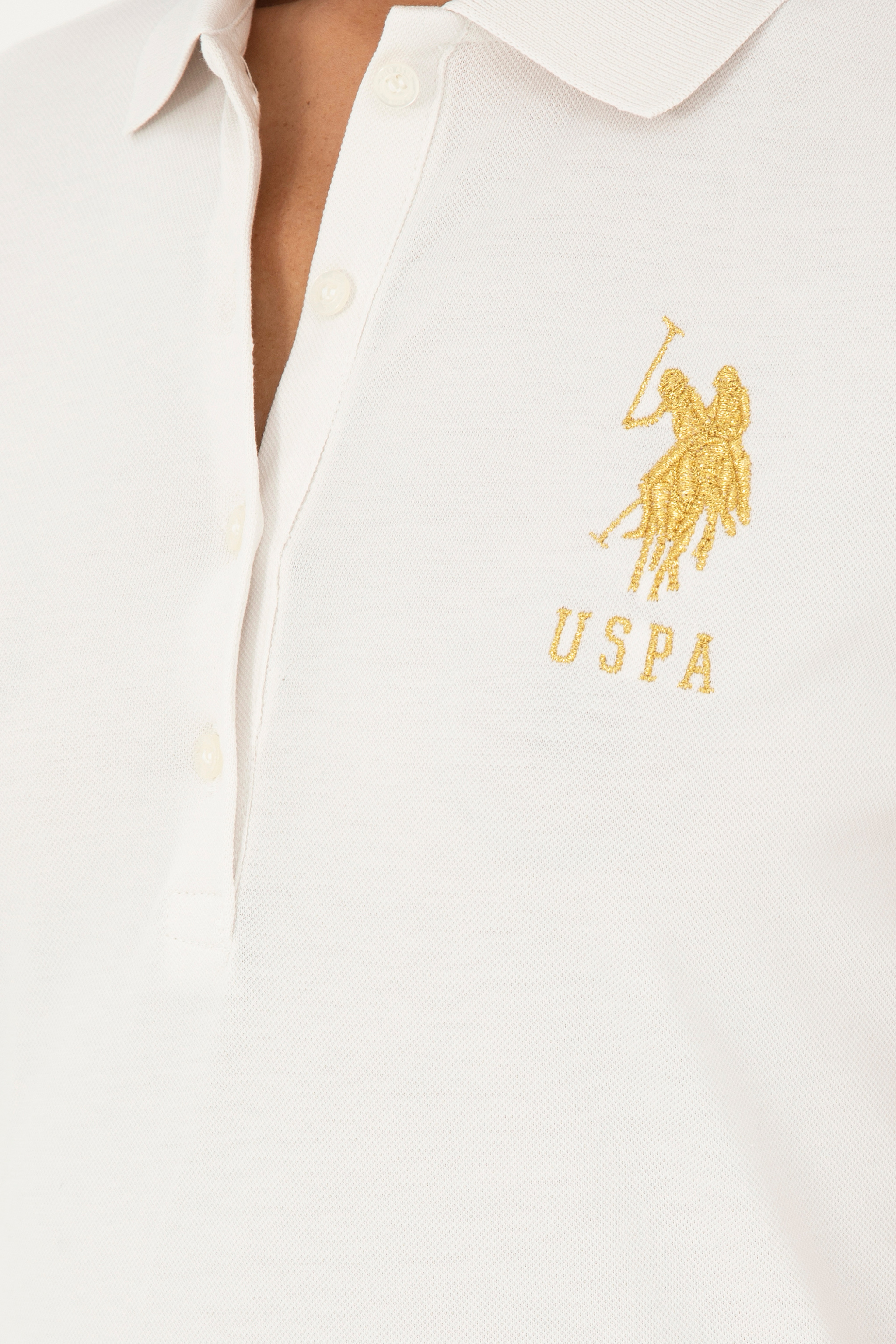 Kadın Ekru Basic Polo Yaka Tişört - Image 7