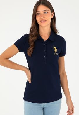 Kadın Lacivert Basic Polo Yaka Tişört - 50280071016