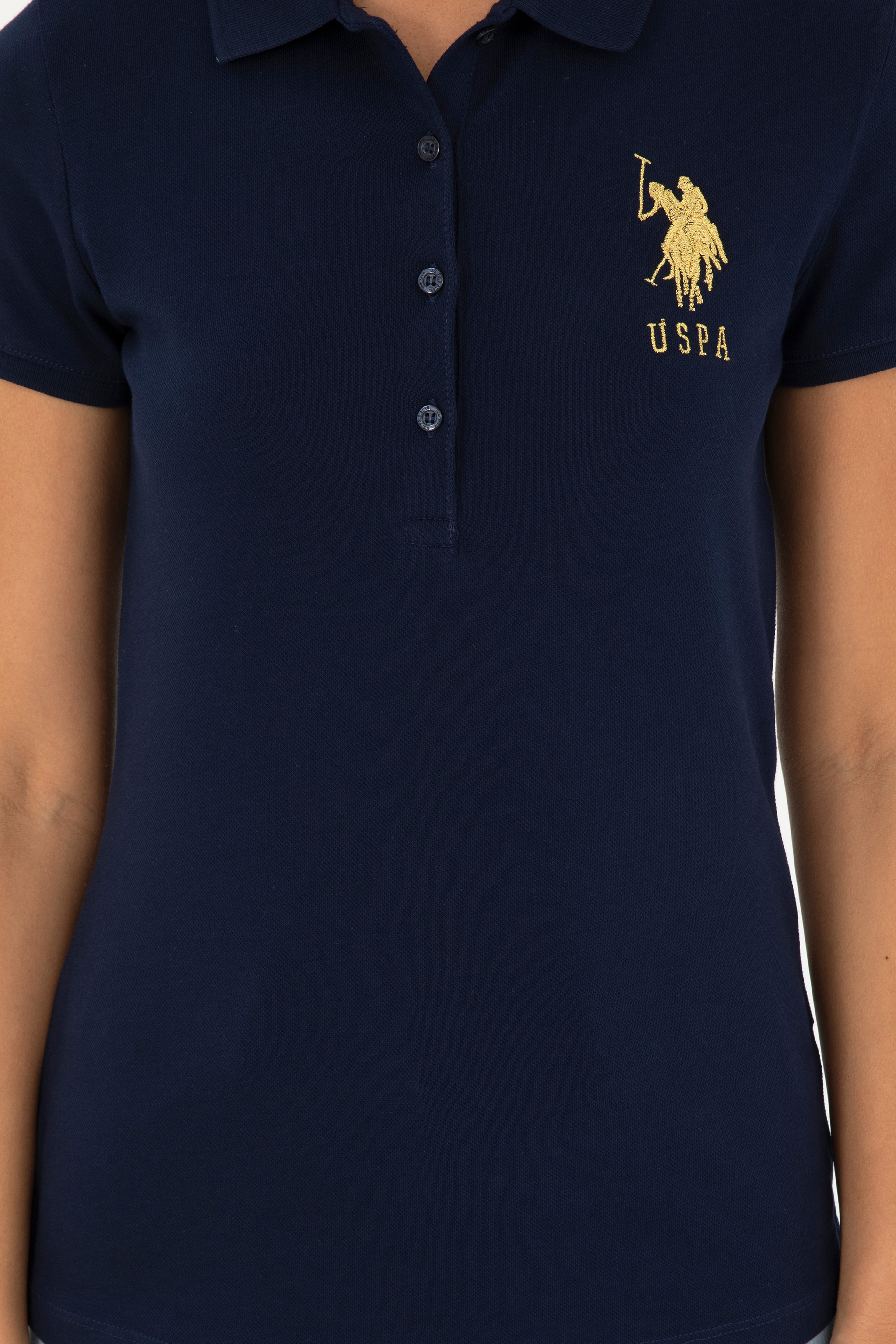 Kadın Lacivert Basic Polo Yaka Tişört - Image 6