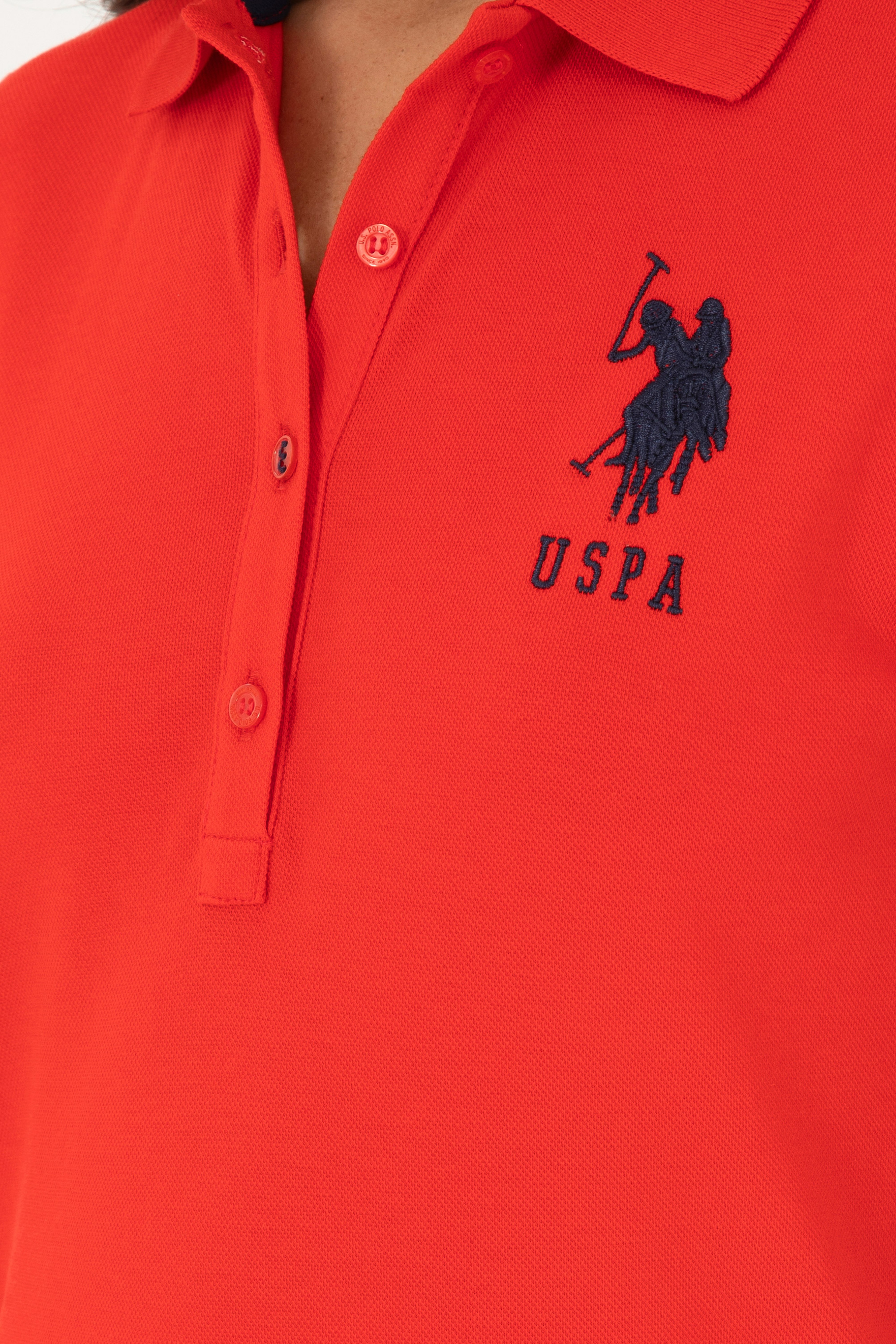 Kadın Kırmızı Basic Polo Yaka Tişört