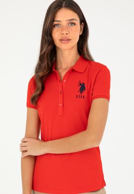 Kadın Kırmızı Basic Polo Yaka Tişört - 50280063038