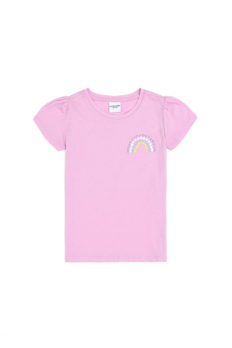 Kız Çocuk Pembe Bisiklet Yaka Baisic Tişört - 50294763008