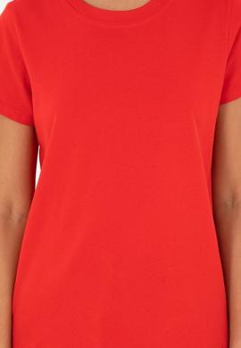 Kadın Kırmızı Bisiklet Yaka Basic Tişört - 50296152008