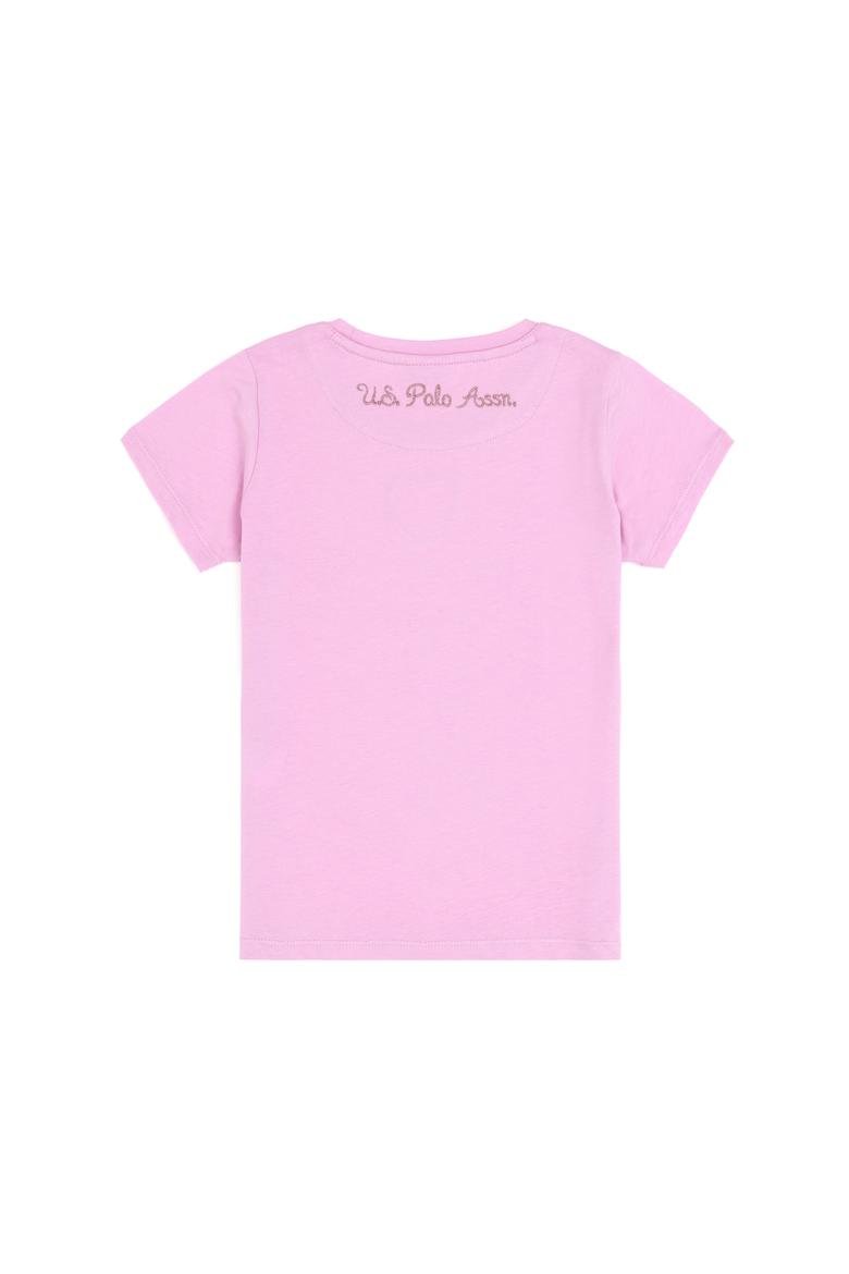 Kız Çocuk Pembe Bisiklet Yaka Baisic Tişört - 50294636007