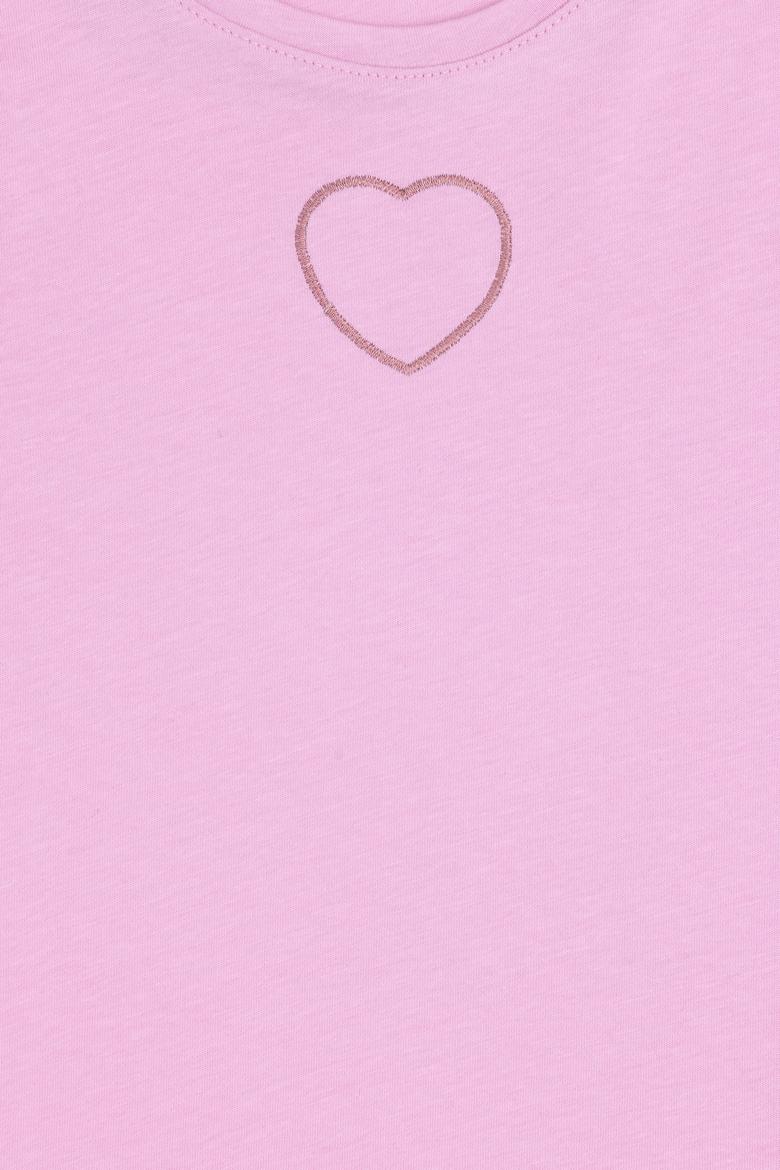 Kız Çocuk Pembe Bisiklet Yaka Baisic Tişört - 50294636007