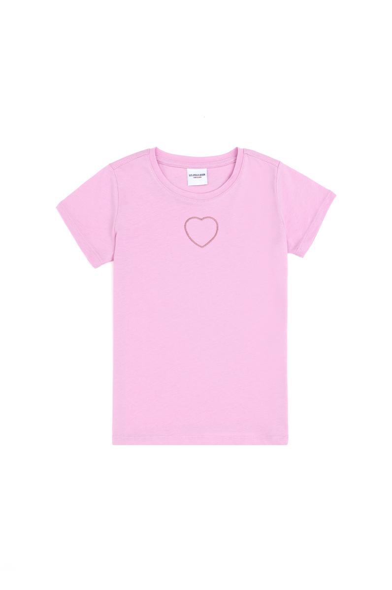 Kız Çocuk Pembe Bisiklet Yaka Baisic Tişört