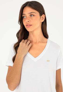 Kadın Beyaz V Yaka Basic Tişört - 50280019173