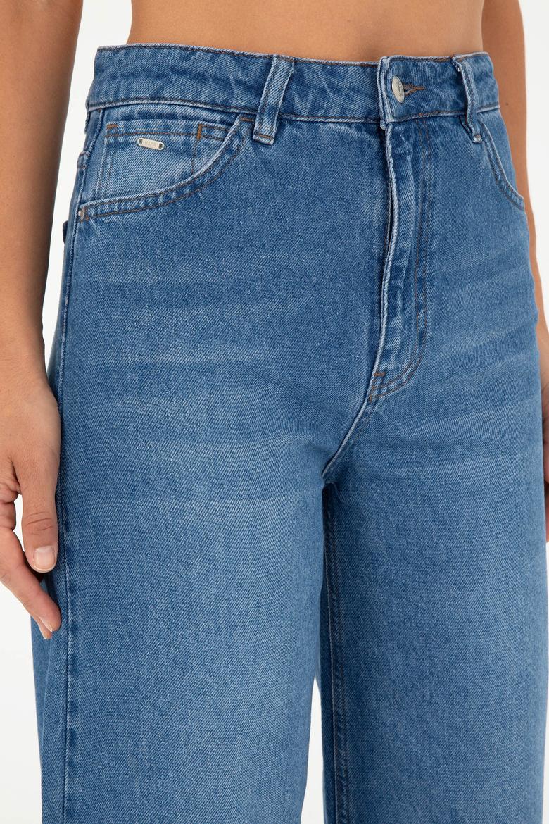 Kadın Mavi Flare Cropped Fit Jean Pantolon - 50282856004