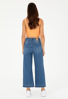 Kadın Mavi Flare Cropped Fit Jean Pantolon - 50282856004
