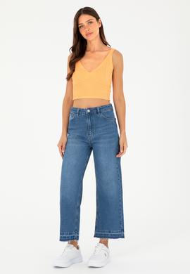 Kadın Mavi Flare Cropped Fit Jean Pantolon - 50282856004