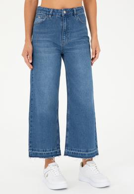 Kadın Mavi Flare Cropped Fit Jean Pantolon - 50282856004