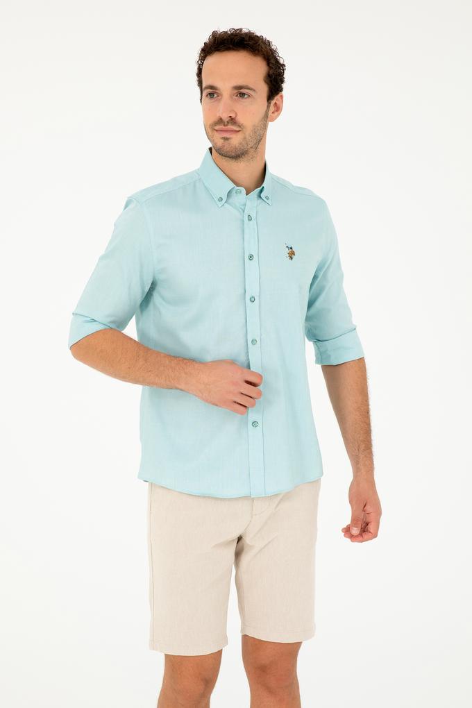 Erkek Mint Uzun Kollu Basic Gömlek