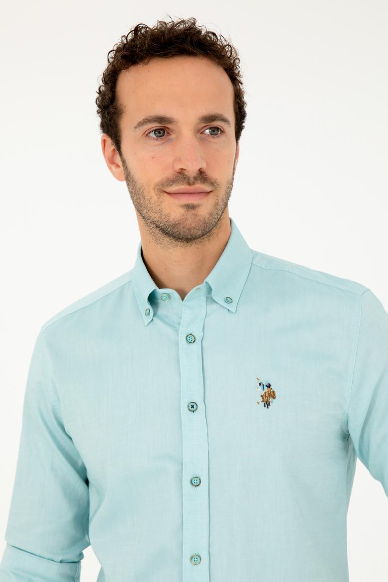 Erkek Mint Uzun Kollu Basic Gömlek - 50282610066