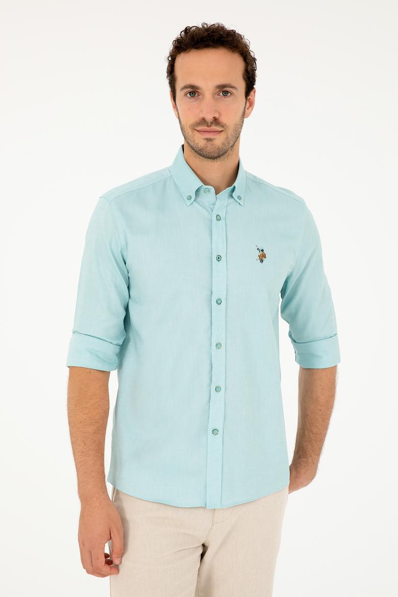 Erkek Mint Uzun Kollu Basic Gömlek - 50282610066