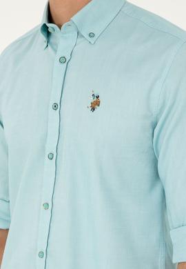 Erkek Mint Uzun Kollu Basic Gömlek - 50282610066