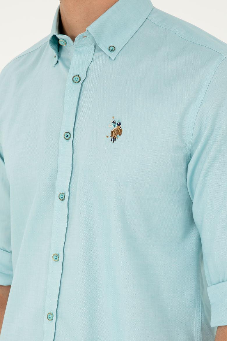 Erkek Mint Uzun Kollu Basic Gömlek - 50282610066